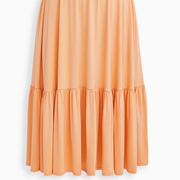 SUPER SOFT PEACH TIE-FRONT TIERED MIDI DRESS - Picture 6 of 8